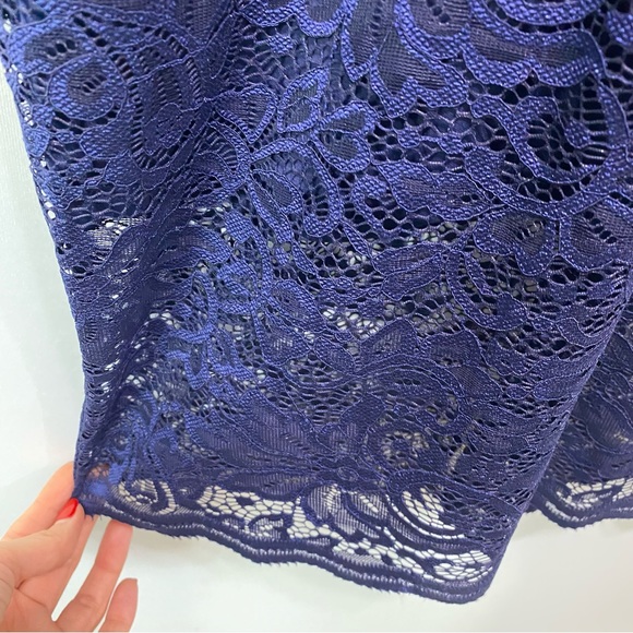 NEW-Express Navy Blue Lace Mock Neck Mid Length Dress sz 8 NEW - Picture 8 of 13